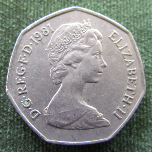 GB British UK English 1981 50 New Pence Queen Elizabeth II Coin