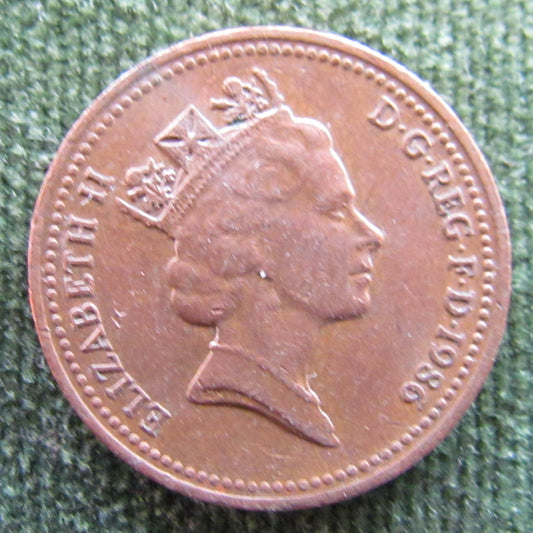 GB British UK English 1986 1 Penny Queen Elizabeth II Coin