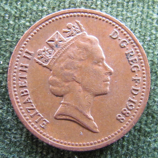 GB British UK English 1988 1 Penny Queen Elizabeth II Coin