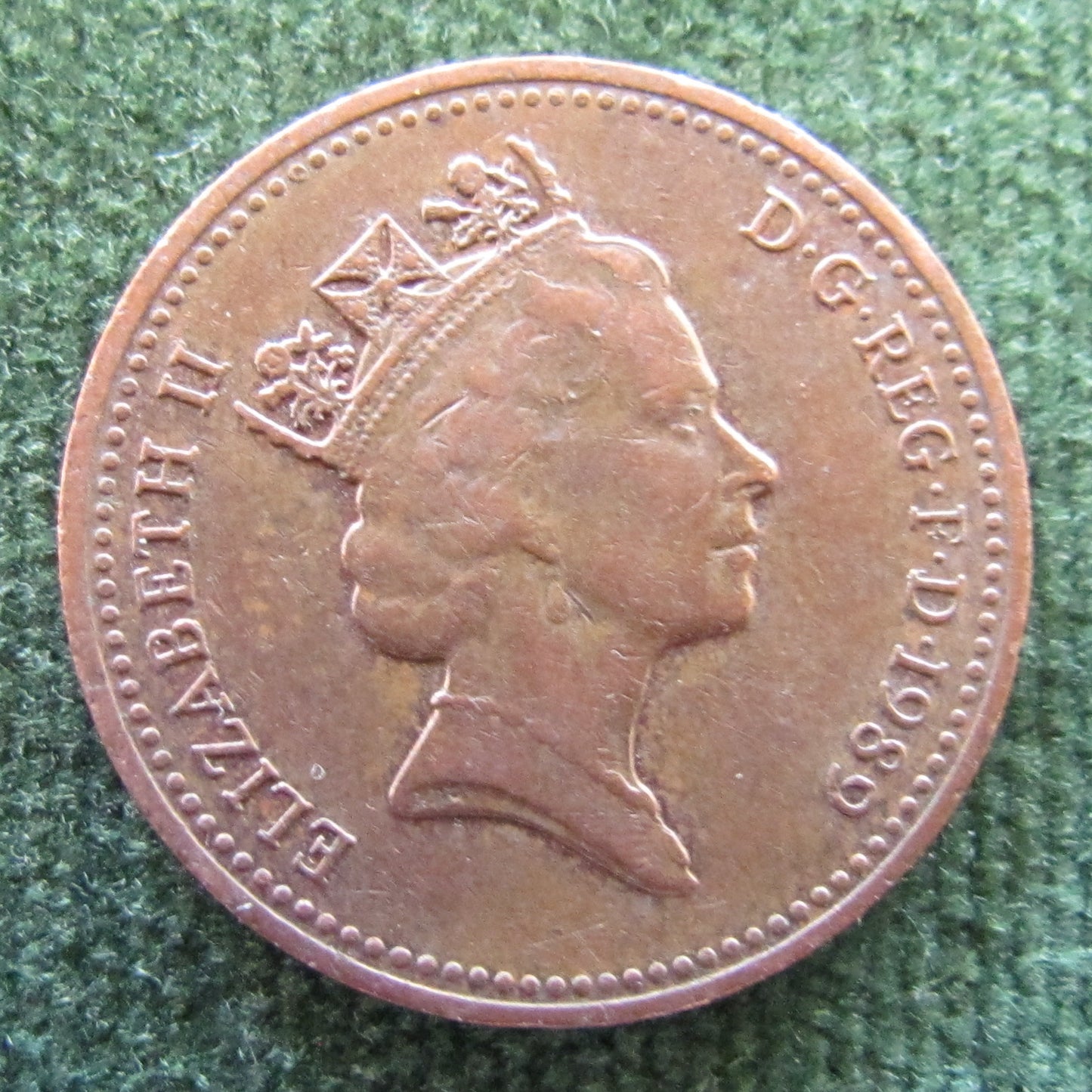 GB British UK English 1989 1 New Penny Queen Elizabeth II Coin