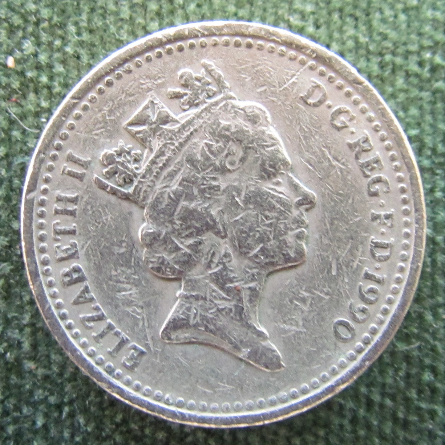 GB British UK English 1990 1 Pound Queen Elizabeth Coin