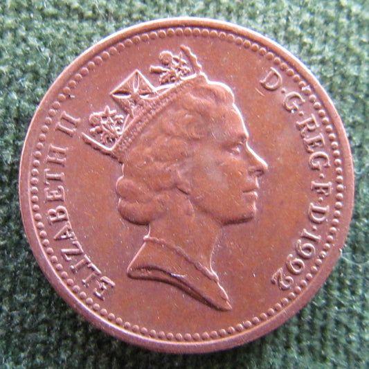 GB British UK English 1992 1 Penny Queen Elizabeth II Coin