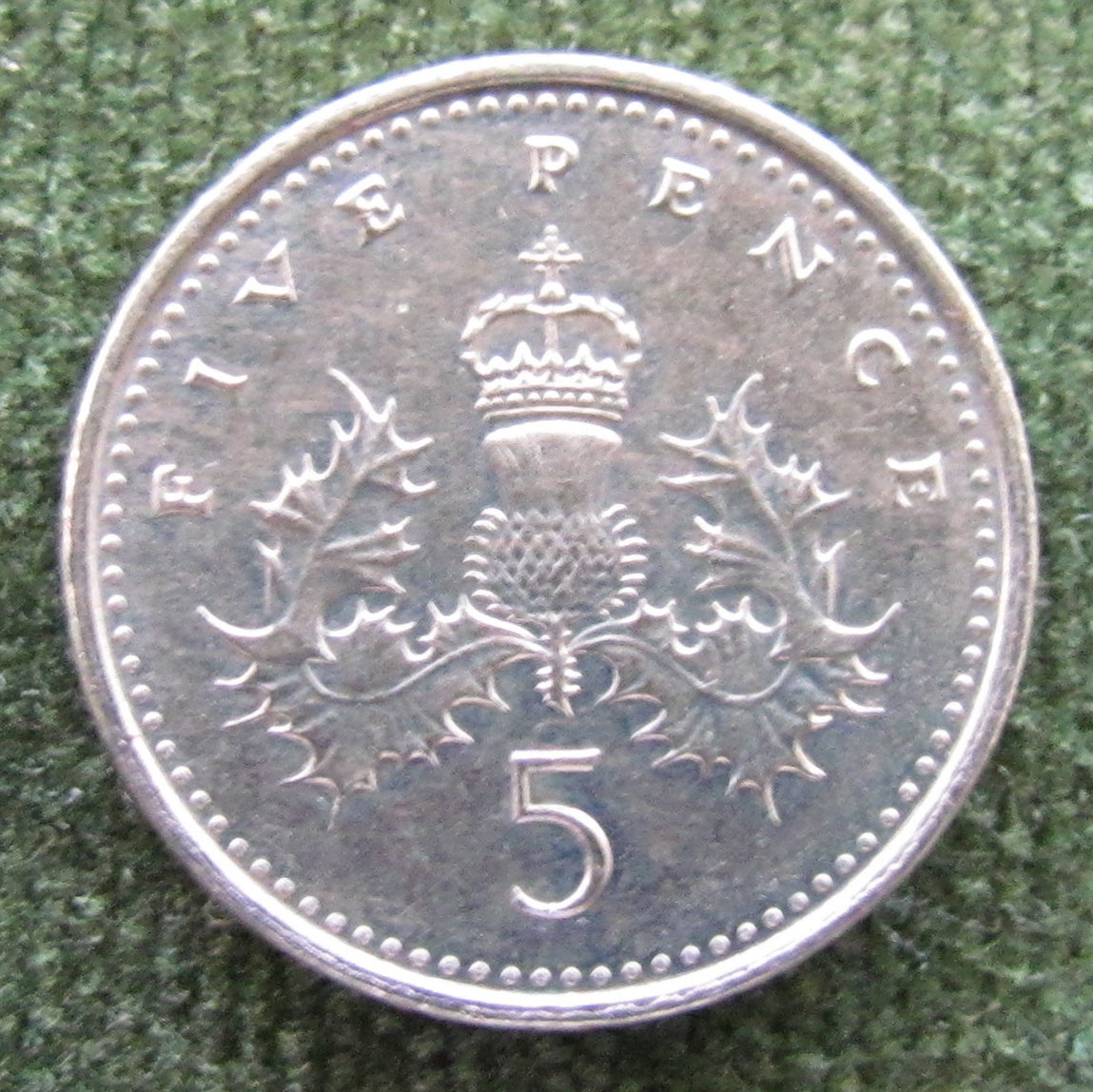 GB British UK English 1998 5 New Pence Queen Elizabeth II Coin