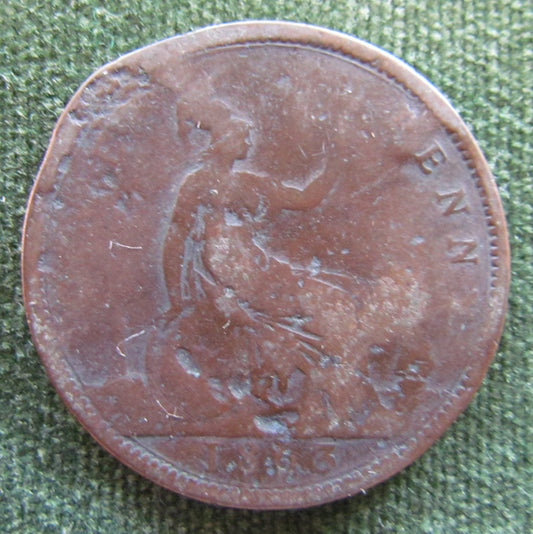 GB British UK English 1863 Penny Queen Victoria Coin - Bun Head