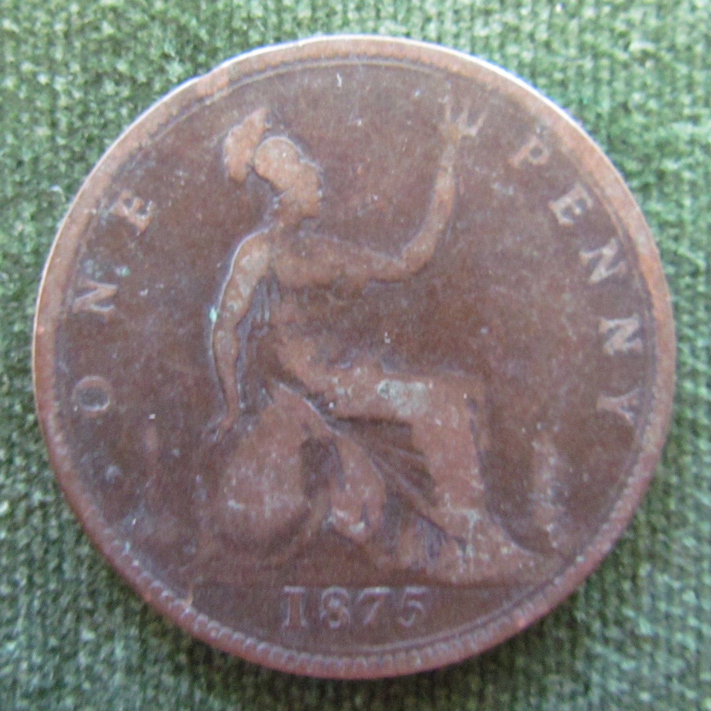 GB British UK English 1875 Penny Queen Victoria Coin - Bun Head