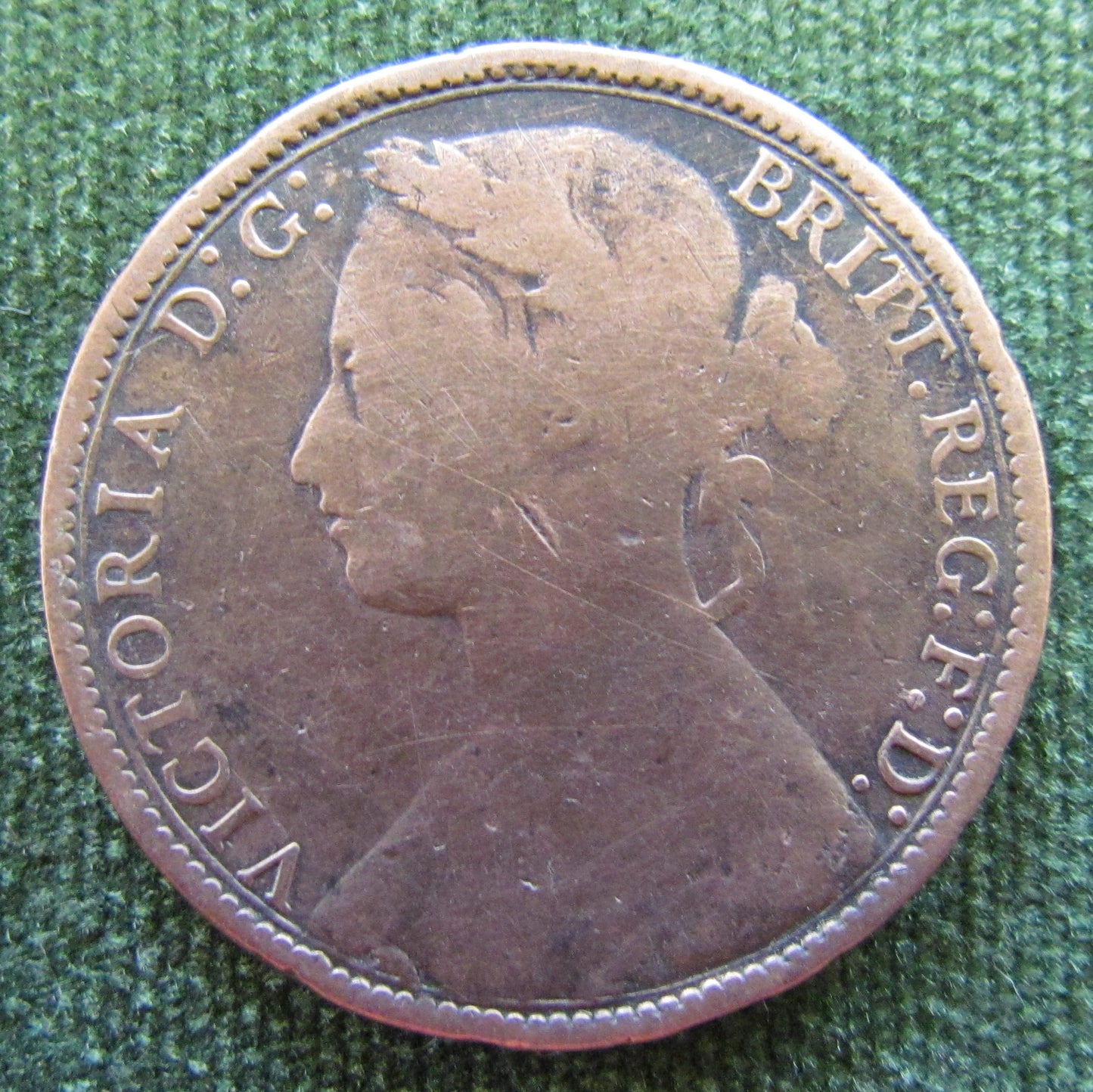 GB British UK English 1877 Penny Queen Victoria Coin - Bun Head