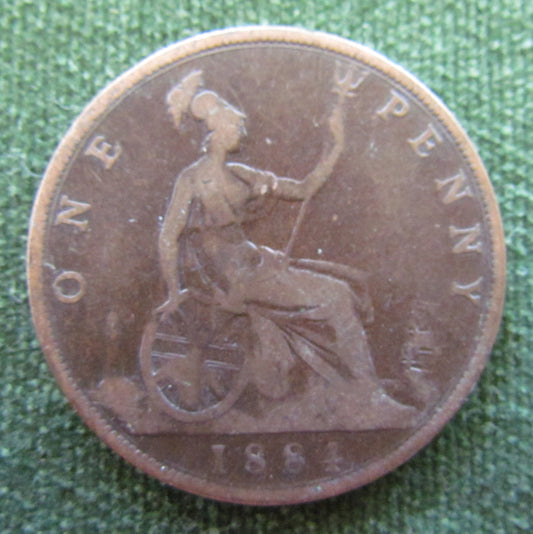 GB British UK English 1884 Penny Queen Victoria Coin - Bun Head