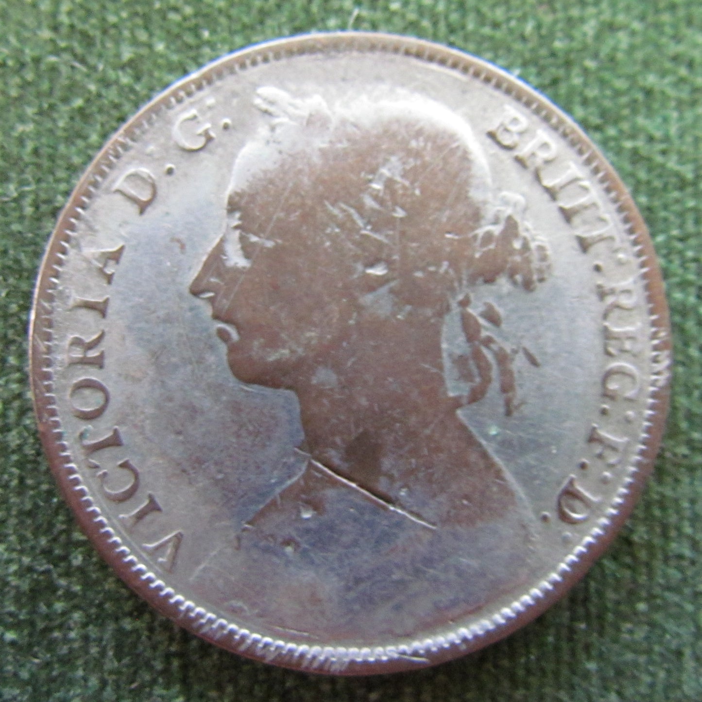 GB British UK English 1886 Penny Queen Victoria Coin - Bun Head