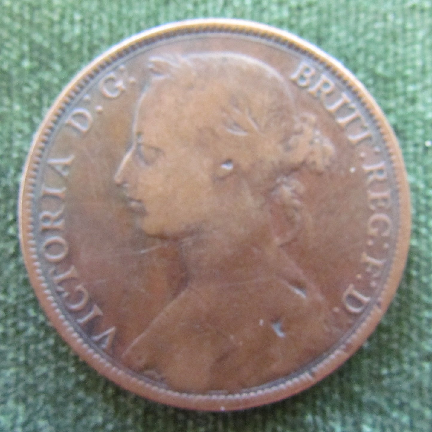 GB British UK English 1889 Penny Queen Victoria Coin - Bun Head