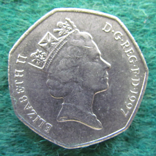 GB British UK English 1997 50 New Pence Queen Elizabeth II Coin - Circulated
