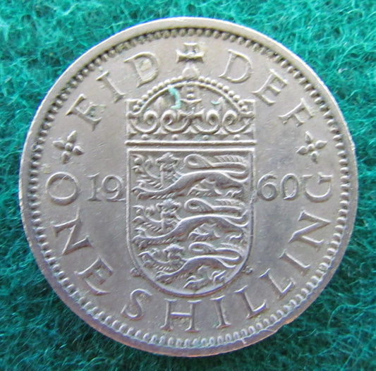 GB British UK English 1960 1 One Shilling Queen Elizabeth Coin