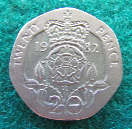 GB British UK English 1982 20 New Pence Queen Elizabeth II Coin