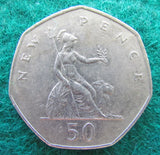 GB British UK English 1977 50 New Pence Queen Elizabeth II Coin