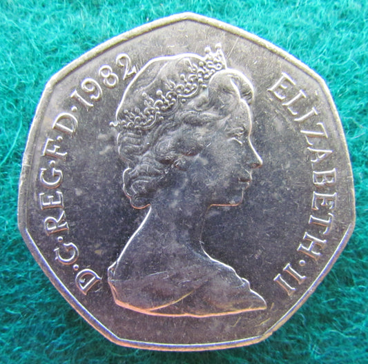 GB British UK English 1982 50 New Pence Queen Elizabeth II Coin