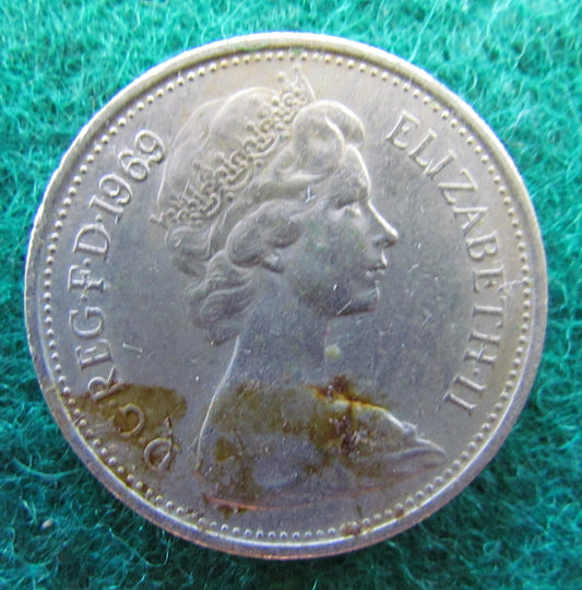 GB British UK English 1969 5 New Pence Queen Elizabeth II Coin