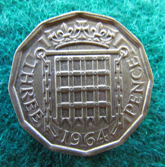 GB British UK English 1964 Threepence Queen Elizabeth II Coin