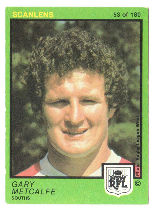 Scanlens 1982 NSW RFL Football Card 53 of 180 - Gary Metcalfe - Souths