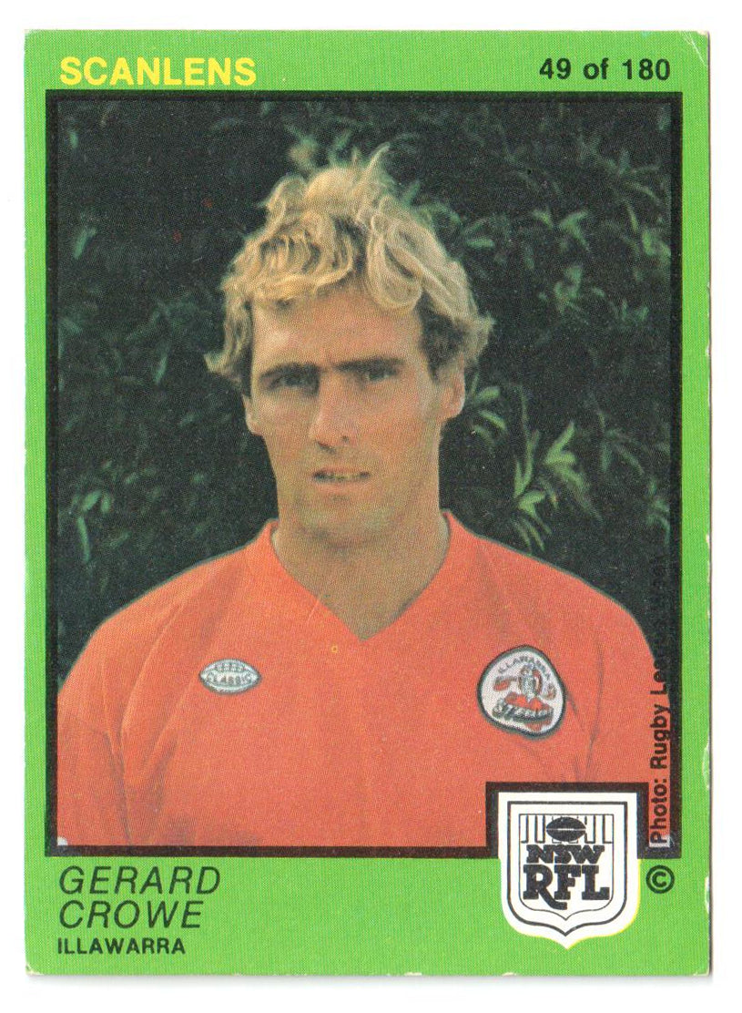 Scanlens 1982 NSW RFL Football Card 49 of 180 - Gerard Crowe - Illawarra