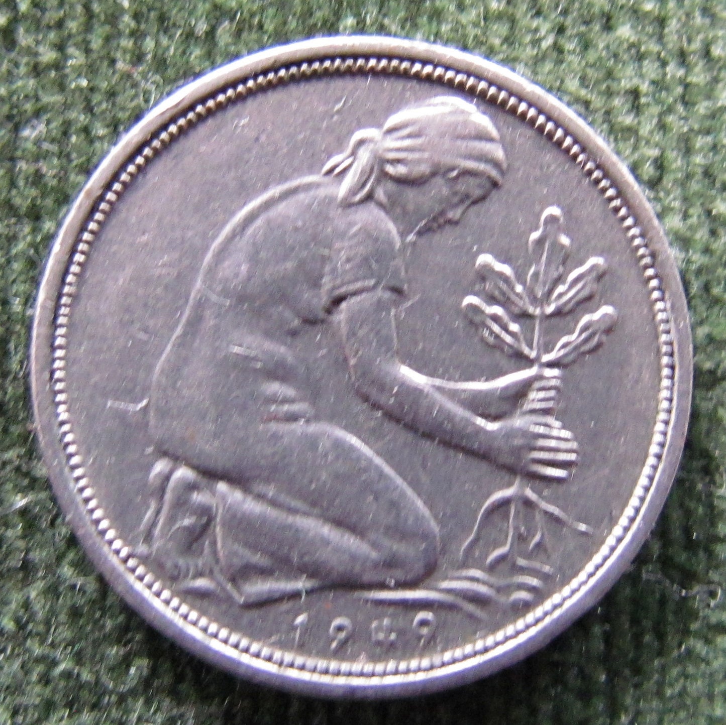 Germany 1949 D 50 Pfennig Coin - Circulated