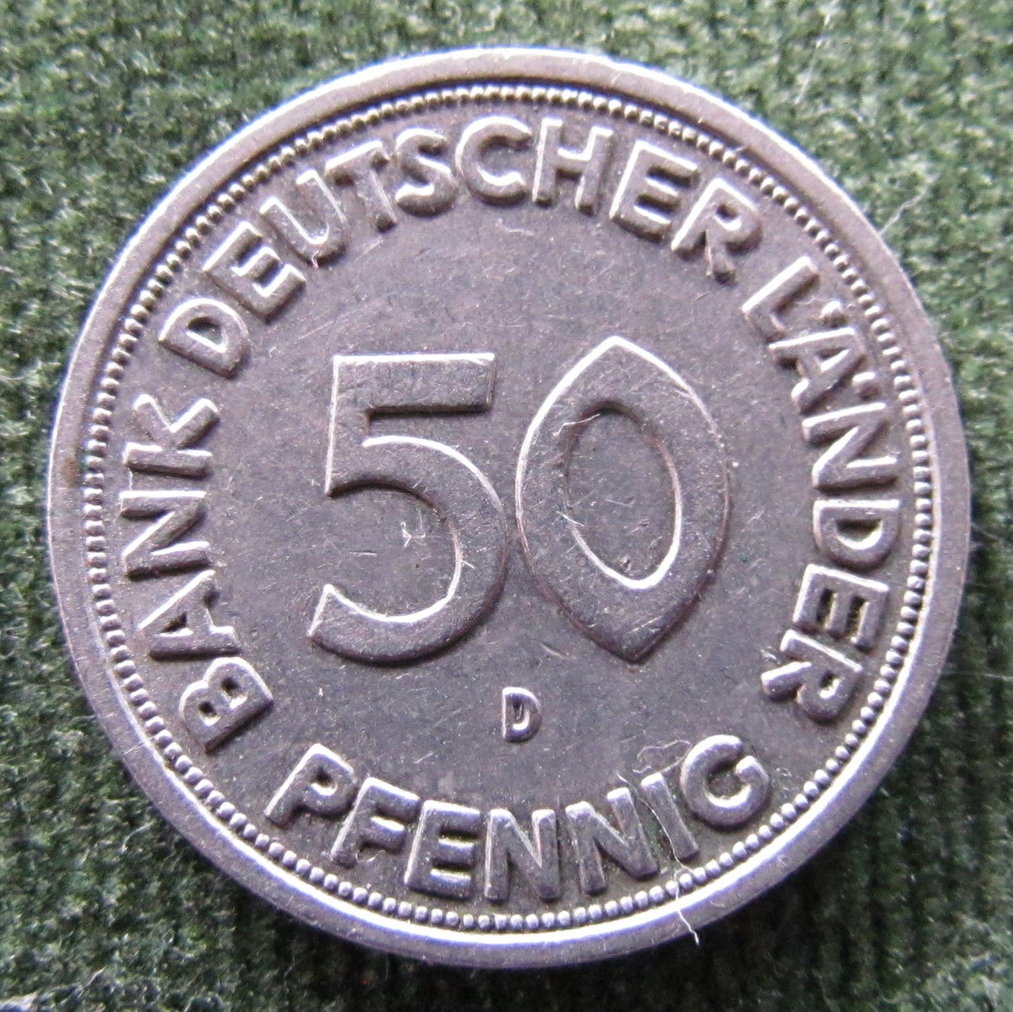 Germany 1949 D 50 Pfennig Coin - Circulated