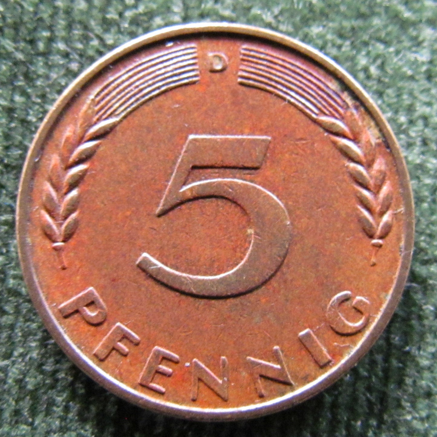 Germany 1950 D 5 Pfennig Coin - Circulated