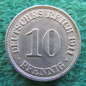 Germany 1911 10 Pfennig Coin - Circulated