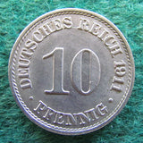 Germany 1911 10 Pfennig Coin - Circulated
