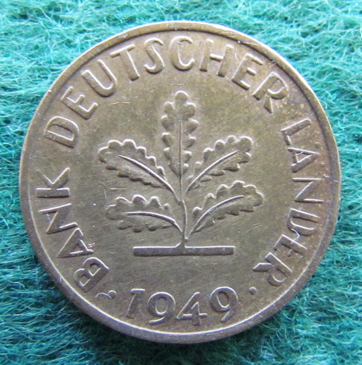 Germany 1949 D 10 Pfennig Coin - Circulated