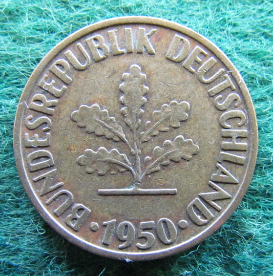 Germany 1950 D 10 Pfennig Coin - Circulated