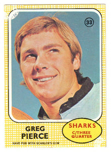 Scanlens 1970 NRL Football Card #33 - Greg Pierce - Sharks