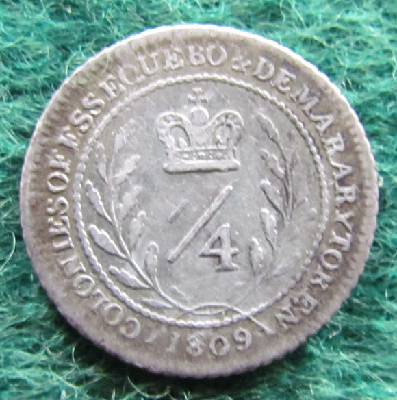 Colonies Of Essequibo & Demarary 1809 1/4 Gulden George III Token Coin Guyana - Circulated