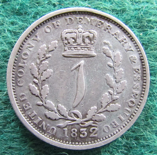 United Colony Of Demerary & Essequibo 1832  1 Gulden William IV Coin Guyana - Circulated