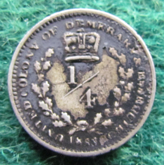 United Colony Of Demerary & Essequibo 1833 1/4 Gulden William IV Coin Guyana - Circulated