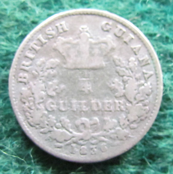 British Guiana 1836 1/4 Guilder William IV Coin Guyana - Circulated
