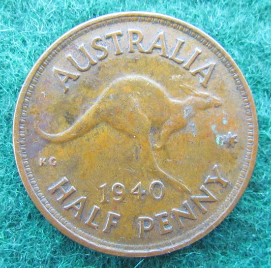 Australian 1940 1/2d Half Penny King George VI Coin