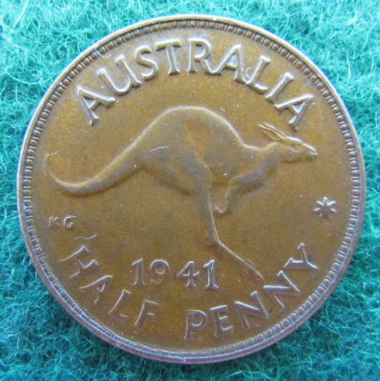 Australian 1941 1/2d Half Penny King George VI Coin