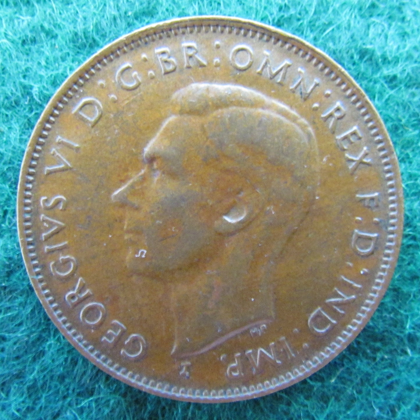 Australian 1943 I 1/2d Half Penny I King George VI Coin