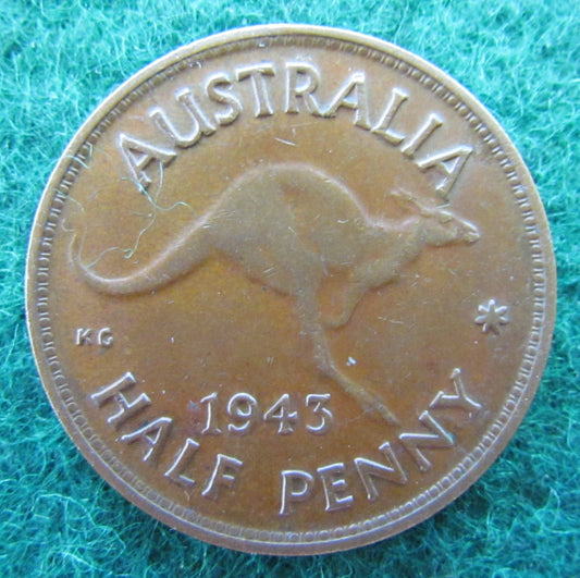 Australian 1943 1/2d Half Penny King George VI Coin