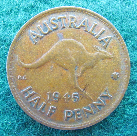 Australian 1945 1/2d Half Penny King George VI Coin