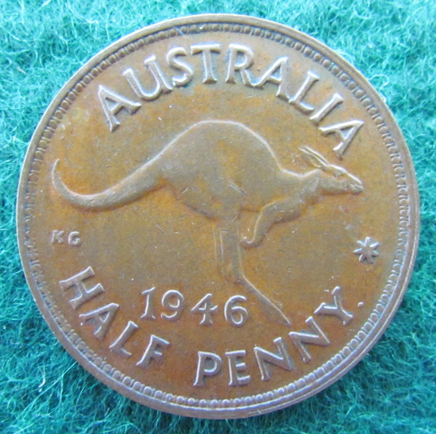 Australian 1946 Y. 1/2d Half Penny King George VI Coin