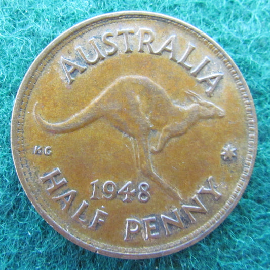 Australian 1948 1/2d Half Penny King George VI Coin