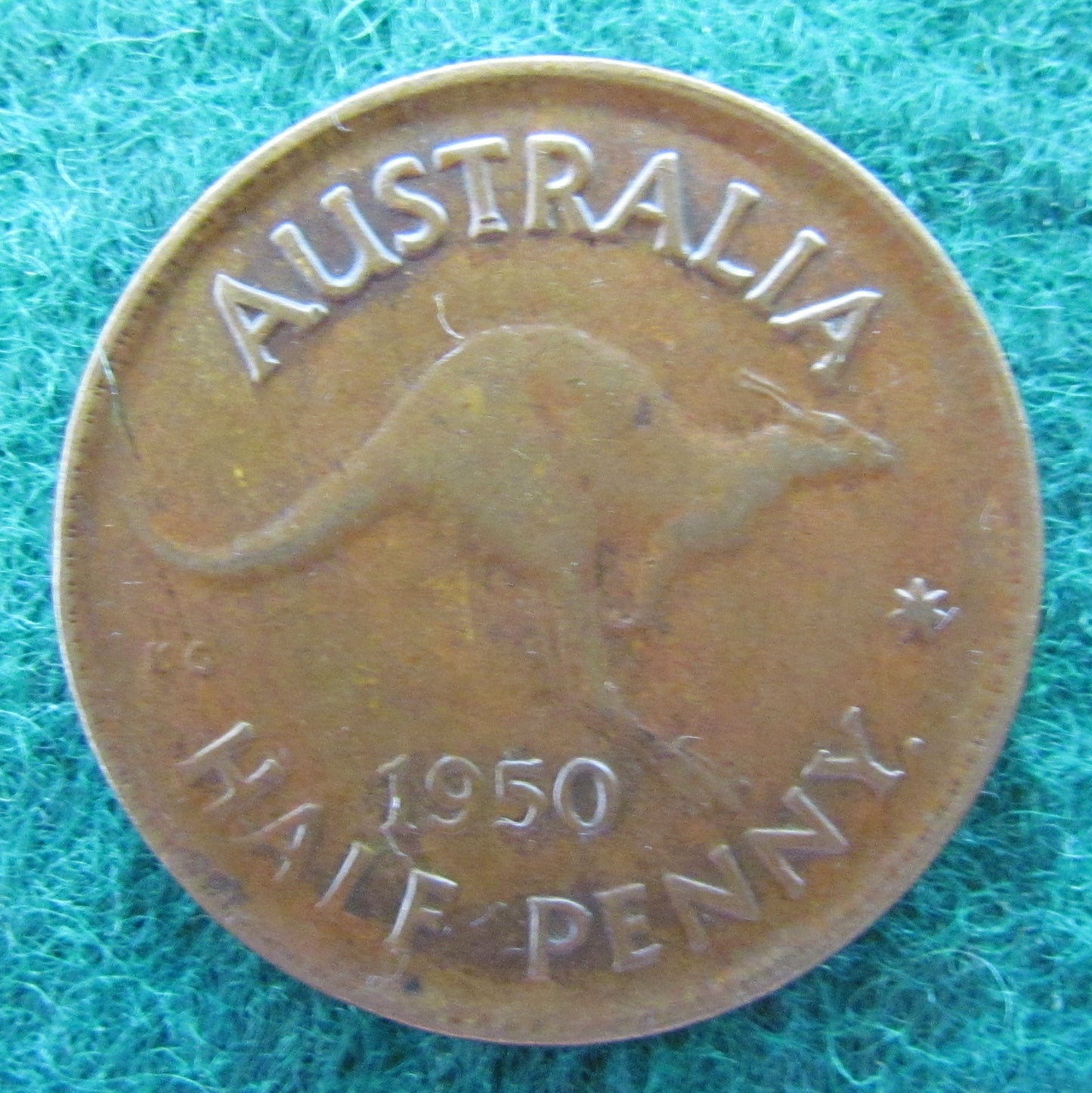 Australian 1950 Y. 1/2d Half Penny King George VI Coin