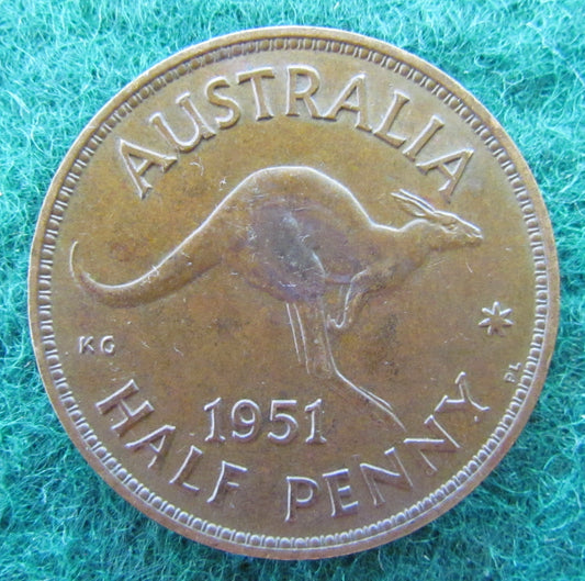 Australian 1951 PL 1/2d Half Penny King George VI Coin