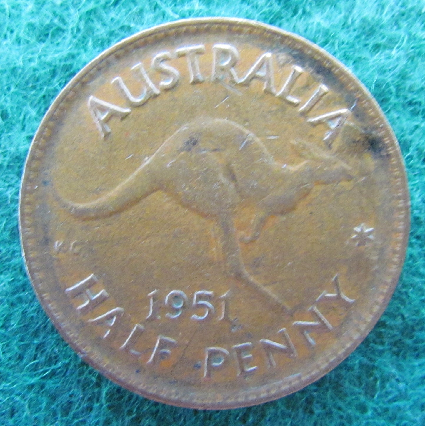 Australian 1951 1/2d Half Penny King George VI Coin