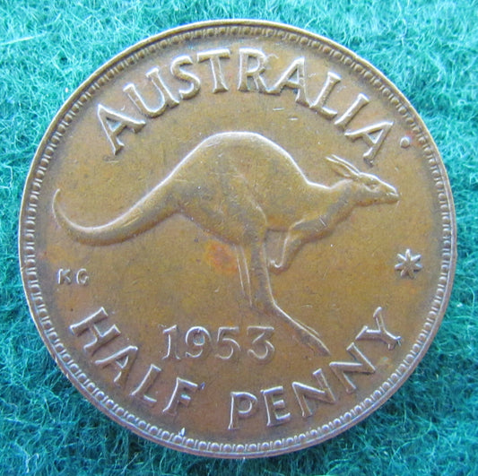 Australian 1953 1/2d Half Penny Queen Elizabeth II Coin