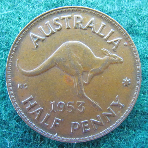 Australian 1953 Half Penny Queen Elizabeth II Coin