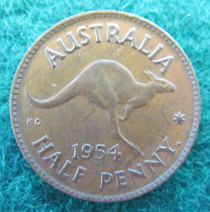 Australian 1954 Half Penny Queen Elizabeth II Coin