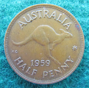Australian 1959 Half Penny Queen Elizabeth II Coin