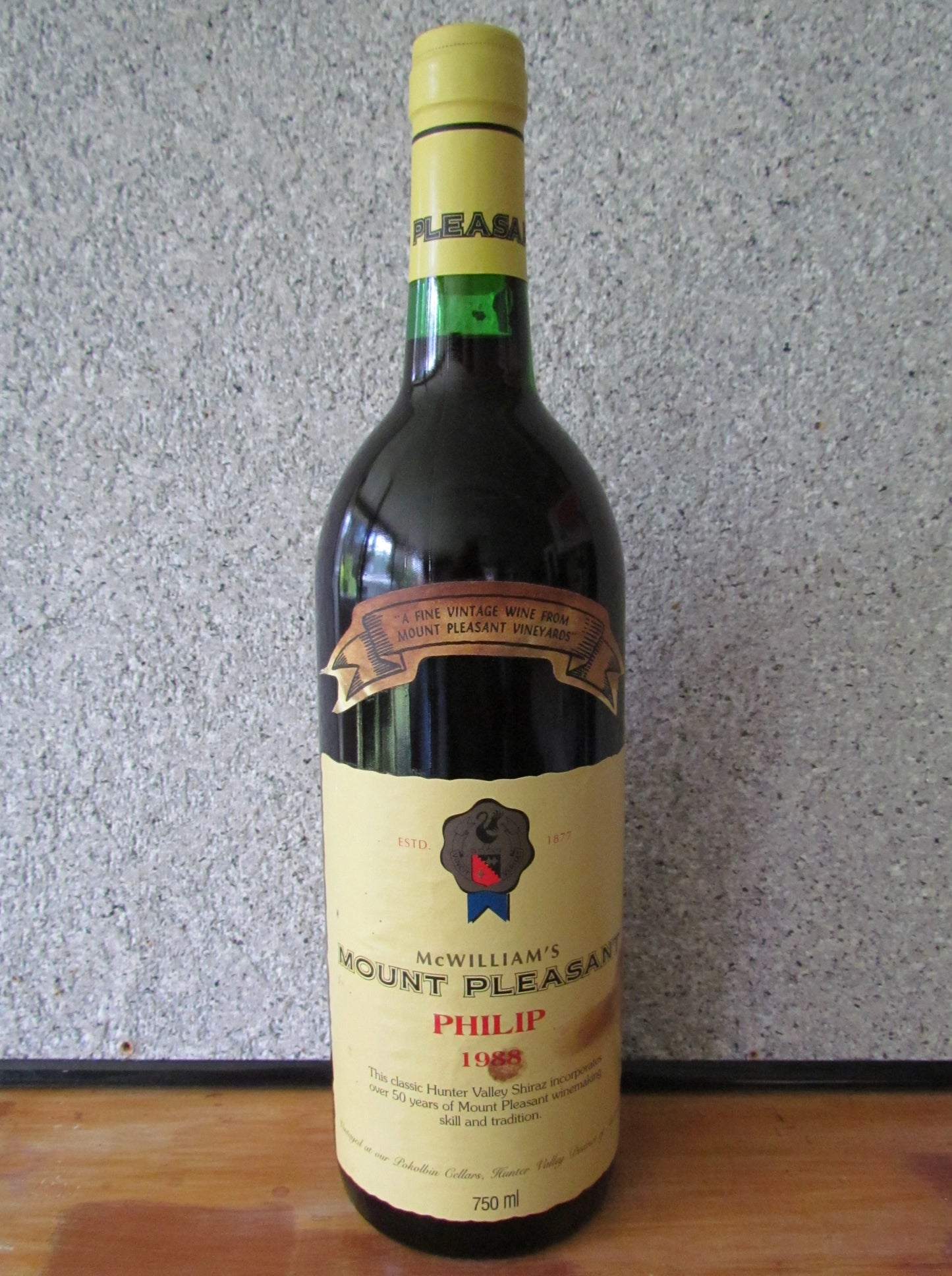 1988 McWilliams Mount Pleasant Shiraz Philip 750 ml
