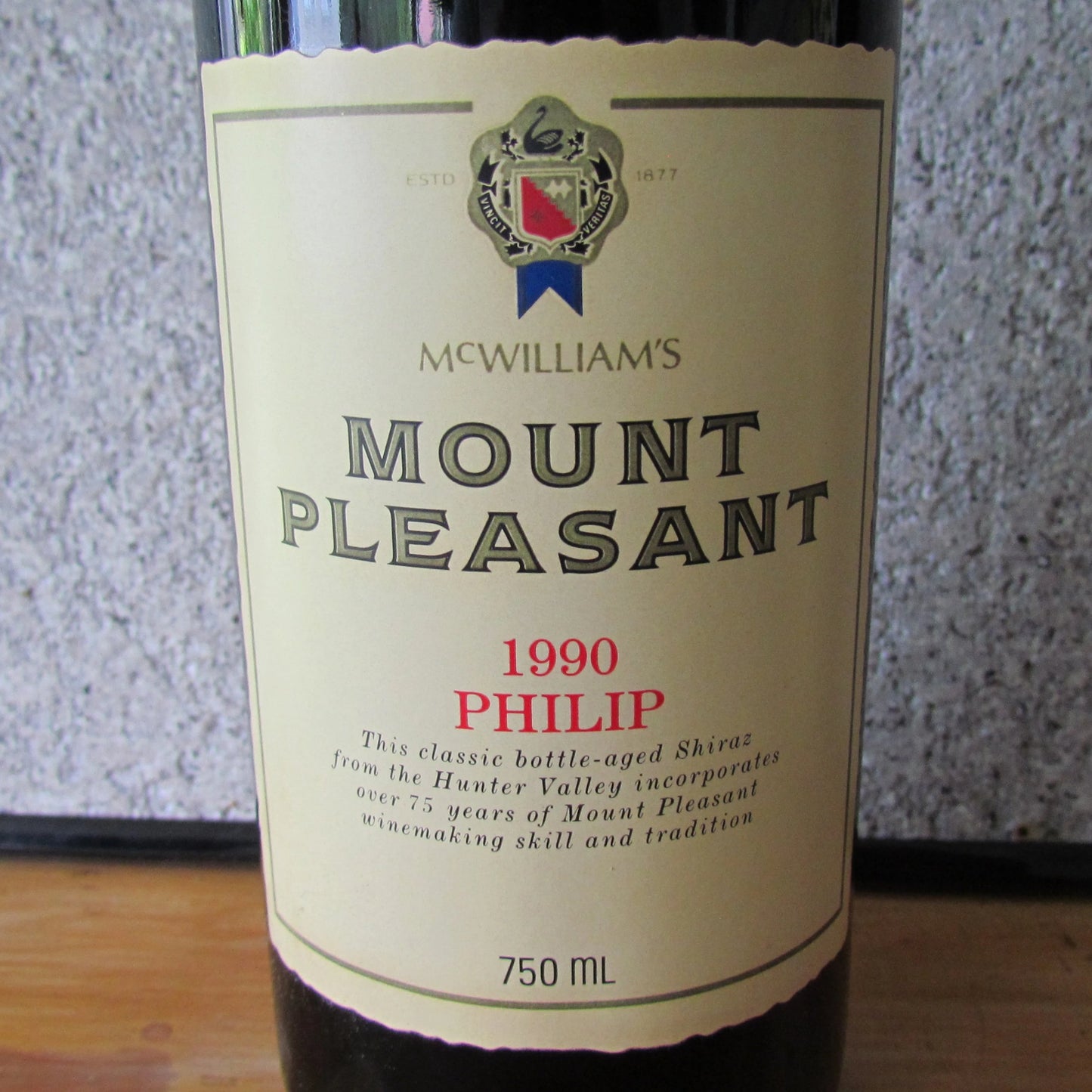 1990 McWilliams Mount Pleasant Shiraz Philip 750 ml